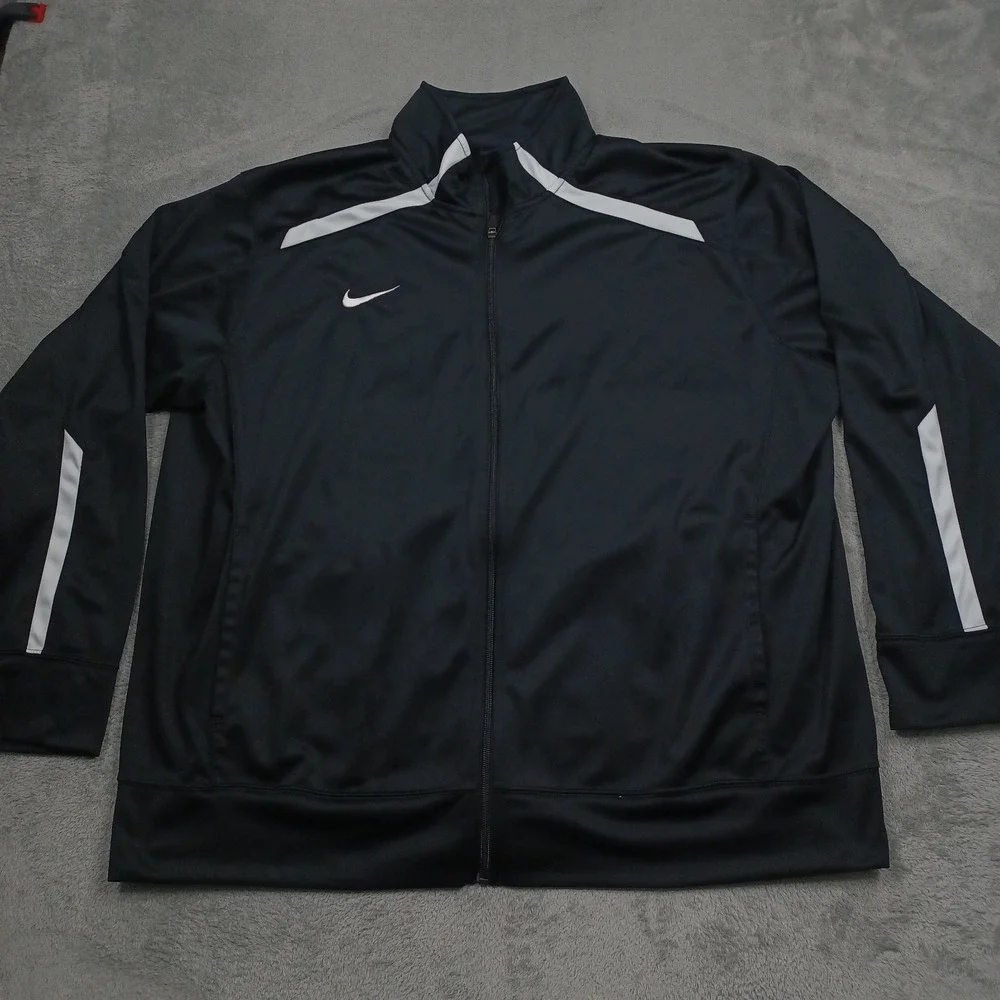 Nike Jacket Mens XXL Black Full Zip Pockets Casual Activewear
